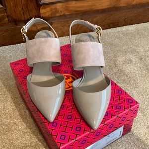 Tory Burch ‘Ashton’ Patent Leather and Suede Sandal